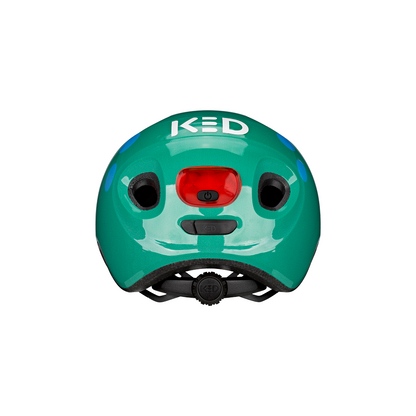KED Meggy Spark Kinderhelm in Grün mit LED-Rücklicht, Rückansicht